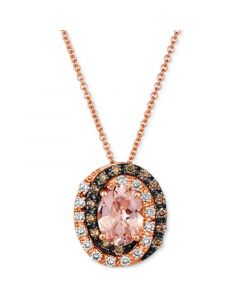 Peach Morganite (7/8 ct. t.w.) & Diamond (1/3 ct. t.w.) Adjustable 20" Pendant Necklace in 14k Rose Gold