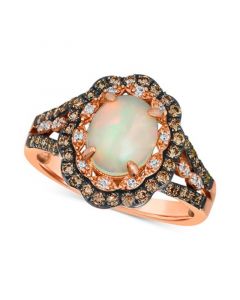 Neopolitan Opal (7/8 ct. t.w.) & Diamond (1/2 ct. t.w.) Halo Ring in 14k Rose Gold