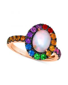 Multi-Gemstone Halo Ring (2 ct. t.w.) in 14k Rose Gold