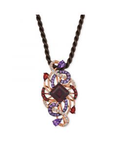 Crazy Collection® Multi-Gemstone Swirl Silk Cord 20" Pendant Necklace (8-1/2 ct. t.w.) in 14k Rose Gold