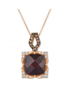 Pomegranate Garnet (5-1/4 ct. t.w.) & Diamond (5/8 ct. t.w.) Adjustable 20" Pendant Necklace in 14k Rose Gold