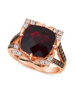 Pomegranate Garnet (5-1/4 ct. t.w.) & Diamond (5/8 ct. t.w.) Statement Ring in 14k Rose Gold