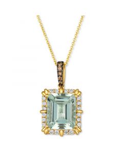 Mint Julep Quartz (3-3/4 ct. t.w.) & Diamond (1/3 ct. t.w.) Adjustable 20" Pendant Necklace in 14k Gold