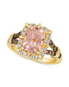 Peach Morganite (1-1/2 ct. t.w.) & Diamond (1/2 ct. t.w.) Halo Ring in 14k Gold