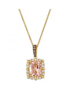 Peach Morganite (1-1/2 ct. t.w.) & Diamond (1/4 ct. t.w.) 20" Adjustable Pendant Necklace in 14k Gold