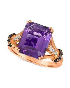 Grape Amethyst (5-1/4 ct. t.w.) & Diamond (1/5 ct. t.w.) Ring in 14k Rose Gold