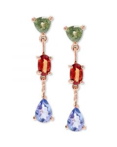 Multi-Sapphire (3/4 ct. t.w.) & Tanzanite (1/2 ct. t.w.) Drop Earrings in 14k Rose Gold