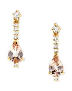 Morganite (1-5/8 ct. t.w.) & Diamond (1/6 ct. t.w.) Drop Earrings in 14k Gold