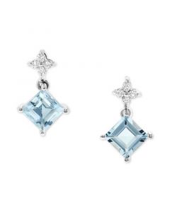 Aquamarine (2-1/3 ct. t.w.) & Diamond (1/6 ct. t.w.) Drop Earrings in 14k White Gold