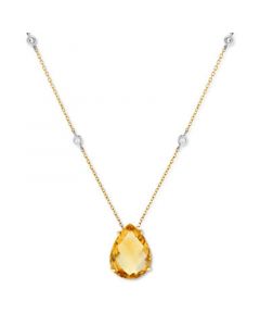 Citrine (8 ct. t.w.) & Diamond (1/10 ct. t.w.) 16" Pendant Necklace in 14k Gold