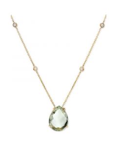 Green Quartz (8 ct. t.w.) & Diamond (1/10 ct. t.w.) 16" Pendant Necklace in 14k Gold