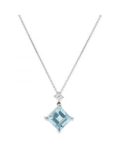 Aquamarine (4 ct. t.w.) & Diamond (1/10 ct. t.w.) 16" Pendant Necklace in 14k White Gold