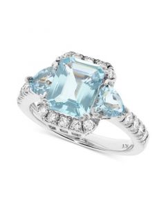 Aquamarine (2-3/4 ct. t.w.) & Diamond (3/8 ct. t.w.) Ring in 14k White Gold