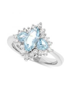 Aquamarine (1-1/5 ct. t.w.) & Diamond (3/8 ct. t.w.) Ring in 14k White Gold