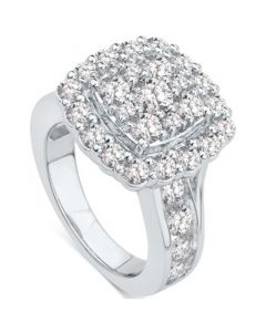 Diamond Square Halo Cluster Engagement Ring (4 ct. t.w.) in 14k White Gold