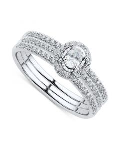 Diamond Oval 3-Pc. Bridal Set (1/2 ct. t.w.) in 14k White Gold