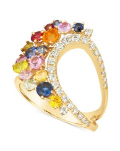 Multi-Gemstone (2-1/6 ct. t.w.) & Diamond (1/3 ct. t.w.) Cluster Statement Ring in 14k Gold