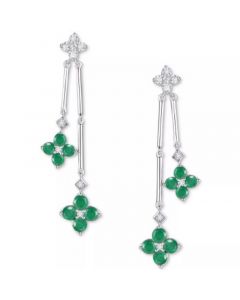 Ruby (1-1/10 ct. t.w.) & Diamond (1/5 ct. t.w.) Flower Drop Earrings in Sterling Silver (Also in Sapphire & Emerald)