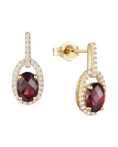 Garnet (1-1/2 ct. t.w.) & Diamond (1/5 ct. t.w.) Halo Drop Earrings in 14k Gold