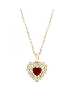 Garnet (1/2 ct. t.w.) & Diamond (1/10 ct. t.w.) 18" Pendant Necklace in 14k Gold