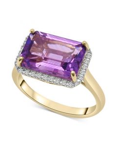 Amethyst (5-1/10 ct. t.w.) & Diamond (1/10 ct. t.w.) Octagon Ring in 14k Yellow Gold