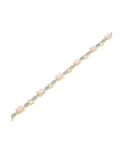 Opal (1-1/2 ct. t.w.) & Diamond (1/10 ct. t.w.) Link Bracelet in 14k Gold