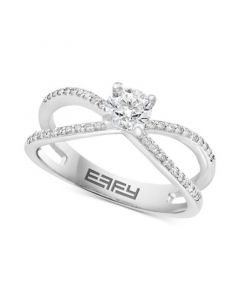 EFFY® Diamond Crisscross Solitaire Ring (5/8 ct. t.w.) in 14k White Gold