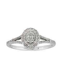 Diamond Oval Halo Split Shank Engagement Ring (1/3 ct. t.w.) in 10k White Gold