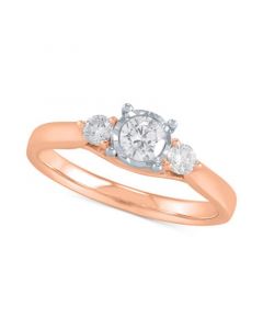 Diamond Three Stone Engagement Ring (1/2 ct. t.w.) in 10k Rose Gold