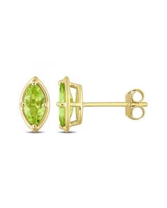 14K Yellow Gold Plated Peridot Marquise Stud Earrings