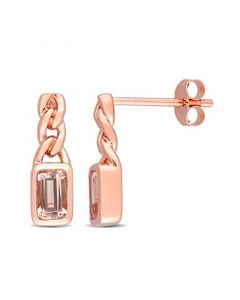 10K Rose Gold Plated Morganite Link Drop Earrings