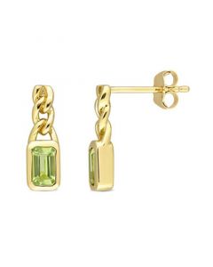 10K Yellow Gold Plated Peridot Link Drop Earrings