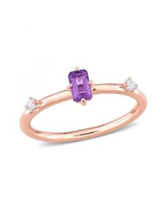 10K Rose Gold Amethyst and White Topaz Stackable Ring