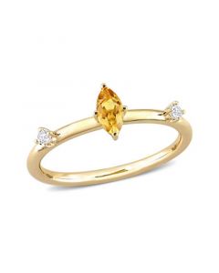 10K Yellow Gold Marquise-Cut Citrine and White Topaz Stackable Ring