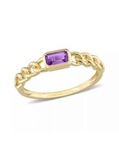 10K Yellow Gold Plated or 10K Rose Gold Plated Amethyst Link Ring