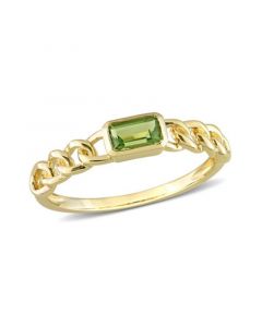 10K Yellow Gold Plated Peridot Link Ring