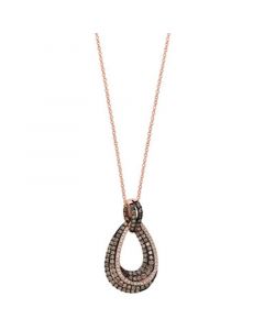 EFFY® Espresso Diamond (1 ct. t.w.) & White Diamond (1/5 ct. t.w.) Loop 18" Pendant Necklace in 14k Rose Gold