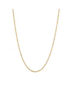 Polished Two-Tone Diamond Cut 16" Singapore Chain in 10K Yellow Gold