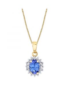 Tanzanite (1 ct. t.w.) & Diamond (1/5 ct. t.w.) Halo 18" Pendant Necklace in 10k Gold