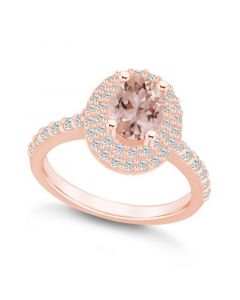 Morganite and Diamond Halo Ring