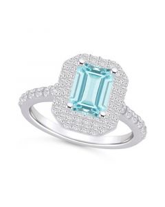 Aquamarine (1-3/8 ct. t.w.) and Diamond Halo Ring