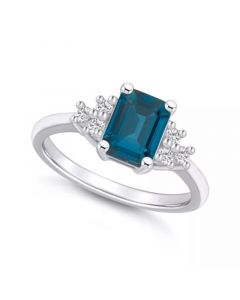 Gemstone and Diamond (1/5 ct. t.w.) Ring in 14k White Gold