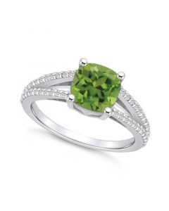 Peridot and Diamond Accent Ring in 14K White Gold