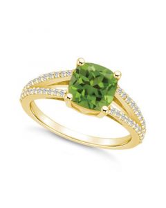 Peridot and Diamond Accent Ring in 14K Yellow Gold