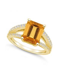 Citrine and Diamond Accent Ring in 14K Yellow Gold