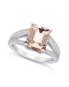 Morganite and Diamond Accent Ring in 14K White Gold