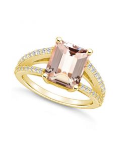 Morganite and Diamond Accent Ring in 14K Yellow Gold