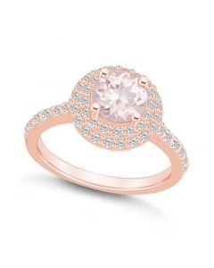 Morganite and Diamond Accent Halo Ring in 14K Rose Gold