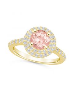 Morganite and Diamond Accent Halo Ring in 14K Yellow Gold