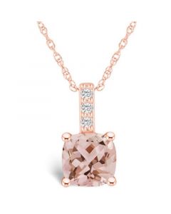 Morganite (2 Ct. T.W.) and Diamond Accent Pendant Necklace in 14K Rose Gold